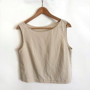 NWT Uniqlo Linen Blended Sleeveless Blouse Size M Natural Beige